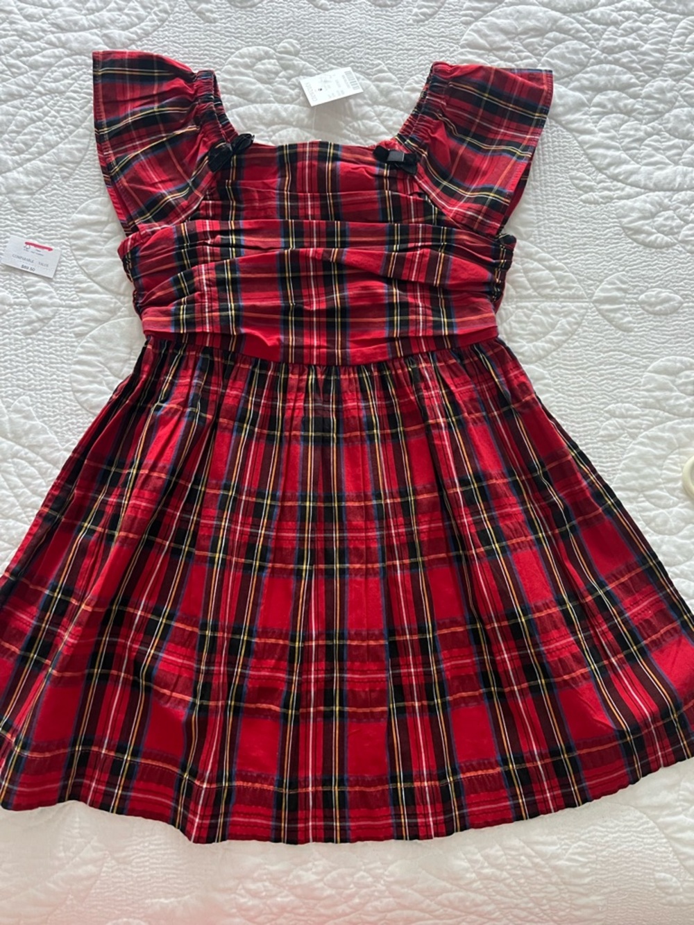 Crewcuts J.Crew Red Tartan Plaid Flutter Sleeve NWT Size 4